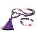 108 Mala Amethyst + Rosmarin Halskette Meditationsschmuck, Naturstein + Armband Naturstein, Kugel 8 mm