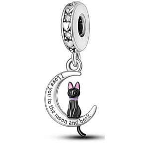 Sterling Silber 925 Katze Mond ich liebe dich, Haustier Armband Anhänger Sterling Silber 925 Katze Mond ich liebe dich, Haustier Armband Anhänger