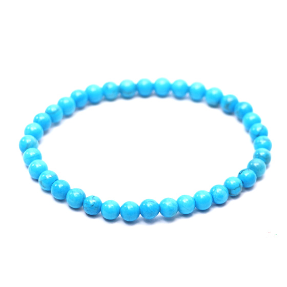 Tyrkenit blau Armband elastisch, Kugel 4 mm / 15 cm, für Kinder, Stein der jungen Leute, auf der Suche nach einem Lebensziel