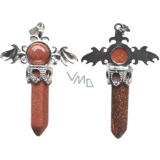 Goldstone goldfarbenes Kreuz aus Legierung und Naturstein 5,3 x 3,7 x 12 mm, Stein der Ambitionen Goldstone goldfarbenes Kreuz aus Legierung und Naturstein 5,3 x 3,7 x 12 mm, Stein der Ambitionen