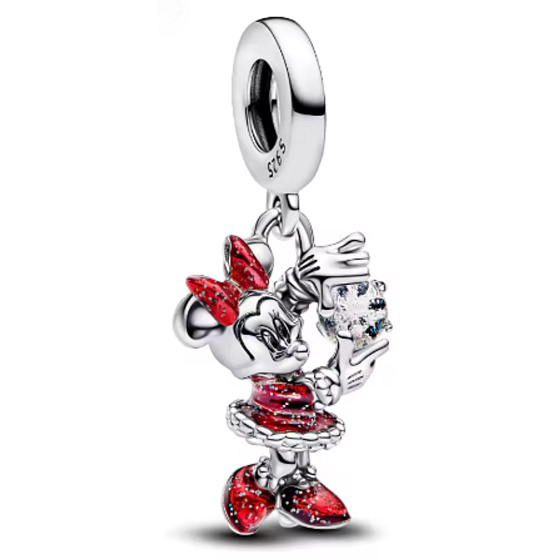 Charm Disney Minnie Mouse, se zirkonem a mašlí, přívěsek na náramek film