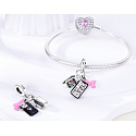 Sterling Silber 925 Telefon, Kopfhörer und intelligente Uhr 3in1, Anhänger am Armband Interessen