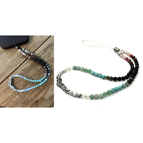 Schutz, Liebe, Optimismus, Energie - Clara collection, Handyanhänger gegen Verlust Natursteinperle 6 mm / ca. 41 cm