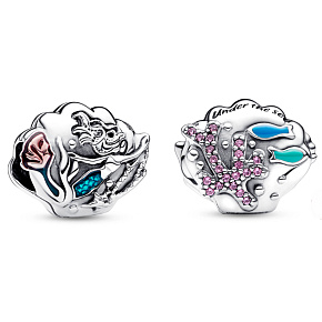 Sterling Silber 925 Disney Kleine Meerjungfrau Ariel, Muschel, Perle für Armband