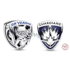 Charms Sterling Silber 925 Marvel Guardians of the Galaxy, Rocket Raccoon und Groot's Emblem, Armband Perle