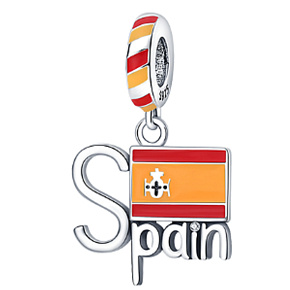 Charm Sterling Silber 925 Spanien Flagge, Reise-Armband-Anhänger