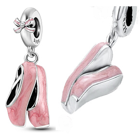 Charme Sterling Silber 925 Chic Stil - rosa Ballerinas - Ballett, Anhänger für Armband Interessen Charme Sterling Silber 925 Chic Stil - rosa Ballerinas - Ballett, Anhänger für Armband Interessen
