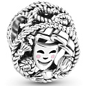 Sterling Silber 925 Theatermasken, Tragödie und Komödie, Perle auf Armband Symbol