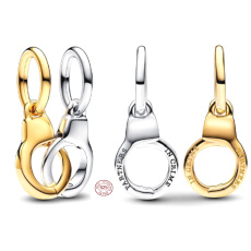 Charm Sterlingsilber 925 Öffnungs- und teilbare Handschellen, Anhänger für Freundschaftsarmband