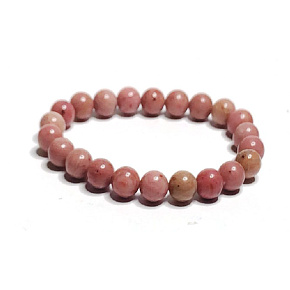 Rhodochrosit Armband elastisch Naturstein, Perle 8 mm / 16-17 cm, großes Herz Heiler