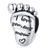 Sterling Silber 925 Ich liebe dich liebe Mama, Fußabdruck, Perle für Armband Familie