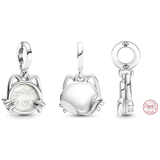 Sterling Silber 925 Mein Kätzchen - mein bester Freund, 2in1-Anhänger für Haustier-Armband