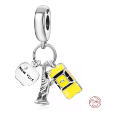 Sterling Silber 925 I Love New York Freiheitsstatue, 3in1 Reise-Armband-Anhänger