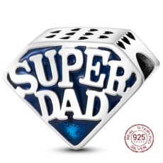 Sterling Silber 925 Super Dad, Perle auf Armband Familie
