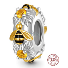 Charme Sterling Silber 925 Funkelnde Biene, Perle am Armband Tier Charme Sterling Silber 925 Funkelnde Biene, Perle am Armband Tier