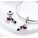 Sterling Silber 925 I love wine - Flasche + Gläser, 2in1, Anhänger für Armband, Essen und Trinken