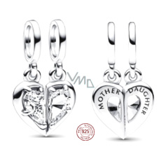 Charms Sterling Silber 925 Mutter und Tochter, teilbares Herz, Familienarmband Anhänger