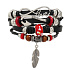 Mehrlagiges Lederarmband, Symbol Feder + Anker + Unendlichkeit, größenverstellbar