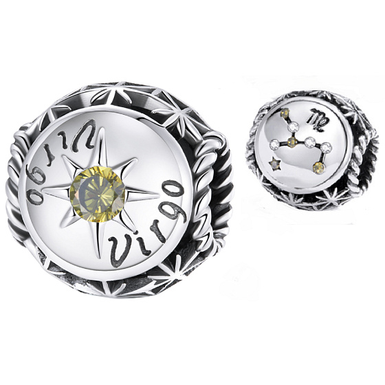 Charme Sterling Silber 925 Sternzeichen, Zirkonia Jungfrau, Perle für Armband