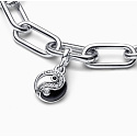 Charms Sterling Silber 925 Yin und Yang - Mini Medaillon Schimmernd, Anhänger Armband Symbol