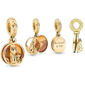 Charms Sterling Silber 925 Disney König der Löwen - Simba und Mufasa Sonnenuntergang 2in1, Anhänger Armband