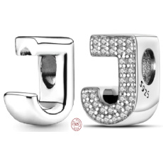 Sterling Silber 925 Alphabet Buchstabe J, Perle für Armband
