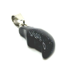 Goldstein Blauer Aventurin Mond Anhänger Naturstein, handgeschliffene Figur 2,2 x 10 mm, Stein der Begierde Goldstein Blauer Aventurin Mond Anhänger Naturstein, handgeschliffene Figur 2,2 x 10 mm, Stein der Begierde