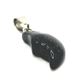 Goldstein Blauer Aventurin Mond Anhänger Naturstein, handgeschliffene Figur 2,2 x 10 mm, Stein der Begierde