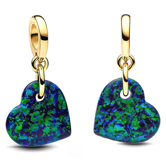 Charms Sterling Silber 925 Herzen - Regenwald Atmosphäre, Anhänger für Armband Liebe