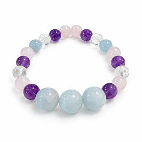 Armband mit Geschichte – Freundschaft, natürliche Mineralien, Kugel 8 mm / Handgelenk 14–15 cm