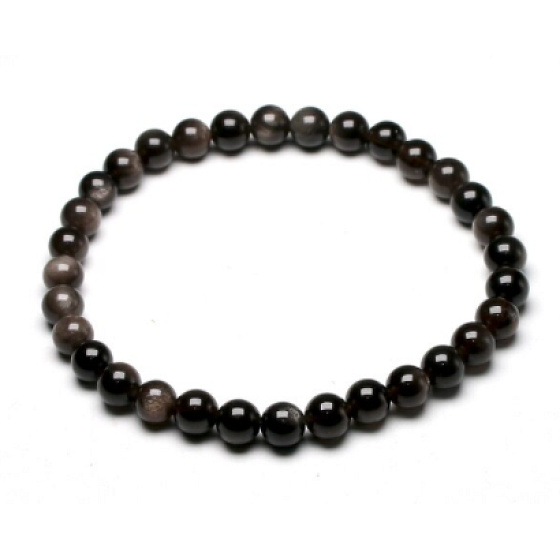 Schwarzer Achat elastisches Armband Naturstein, Kugel 6 mm / 16 - 17 cm, verleiht Mut und Stärke