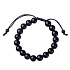 Obsidian Fitness, Abnehmarmband Naturstein, handgestrickt, größenverstellbar, Kugel 10 mm, Rettungsstein