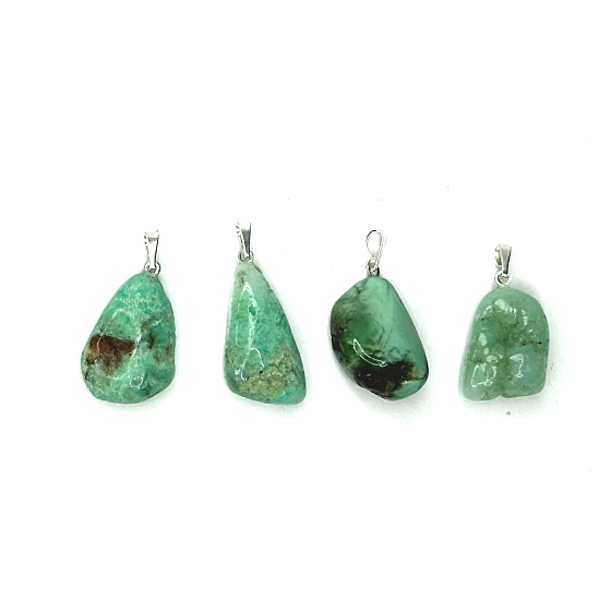 Chrysopras Trommel-Anhänger Naturstein M, ca. 2,5 cm, AA-Qualität Stein der Harmonie der Familienbeziehungen