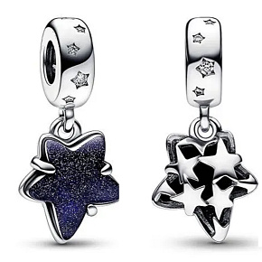 Sterling Silber 925 Stern der himmlischen Galaxie Murano-Glas-Anhänger Armband Universum