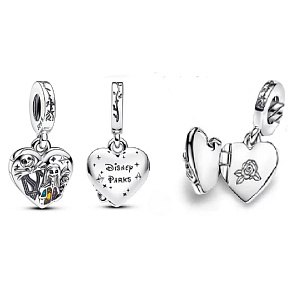 Charme Sterling Silber 925 Tim Burton - Sally und Jack Medaillon, Film-Armband-Anhänger