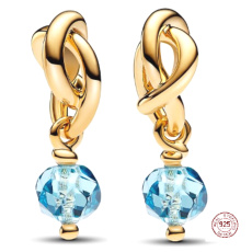 Charm Sterlingsilber 925 Geflochtener facettierter Ewigkeitskreis hellblau, Anhänger für Armband Symbol März