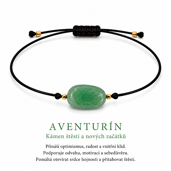 Avanturín – Síla minerálů | Nastavitelný šňůrkový náramek | Symbol prosperity