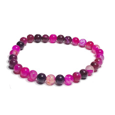 Achat rosa Spitzenarmband elastisch Naturstein, Kugel 6 mm / 16 - 17 cm
