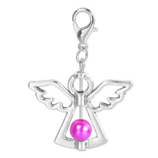 Schutzengel-Anhänger mit dunkelrosa Saatperle 29 x 37 mm 1 Stück