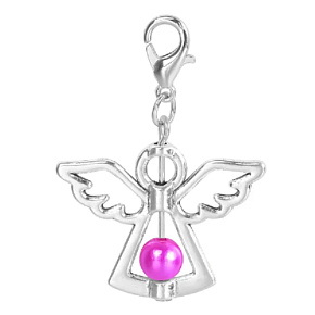 Schutzengel-Anhänger mit dunkelrosa Saatperle 29 x 37 mm 1 Stück