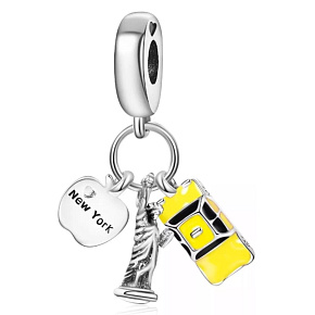 Sterling Silber 925 I Love New York Freiheitsstatue, 3in1 Reise-Armband-Anhänger