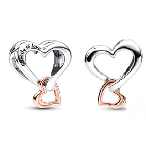 Charme Sterling Silber 925 Perforierte Herz mit Unendlichkeit 2in1, Perle auf Armband Familie Charme Sterling Silber 925 Perforierte Herz mit Unendlichkeit 2in1, Perle auf Armband Familie