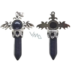 Goldstone blauer Kreuz aus Legierung und Naturstein 5,3 x 3,7 x 12 mm, Stein der Ambitionen Goldstone blauer Kreuz aus Legierung und Naturstein 5,3 x 3,7 x 12 mm, Stein der Ambitionen