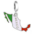 Charm Sterlingsilber 925 Mexiko Flagge - schwingende Karte, Anhänger für Armband Reisen