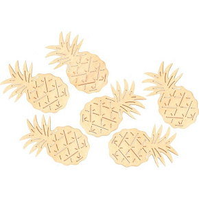 Ananas Holz gelb 6 cm, 6 Stück