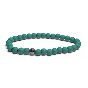 Hämatit gummiertes Armband elastischer Naturstein, Kugel 6 mm / 16 - 17 cm, gesunder Blutstein