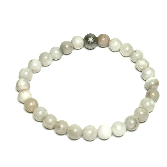 Achat grau Armband elastisch Naturstein, Kugel 6 mm / 16 - 17 cm