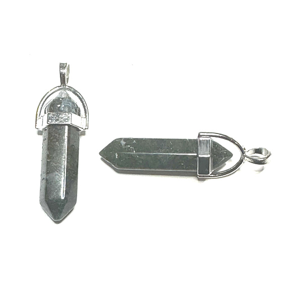 Chalcedon Pendel Sechseck Anhänger Naturstein 41 x 13 mm, Stein der Liebe, Freude