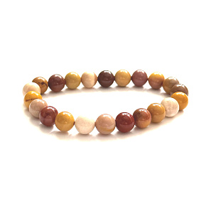 Mokait Armband elastisch Naturstein, Kugel 8 mm / 16 - 17 cm, Motivationsstein