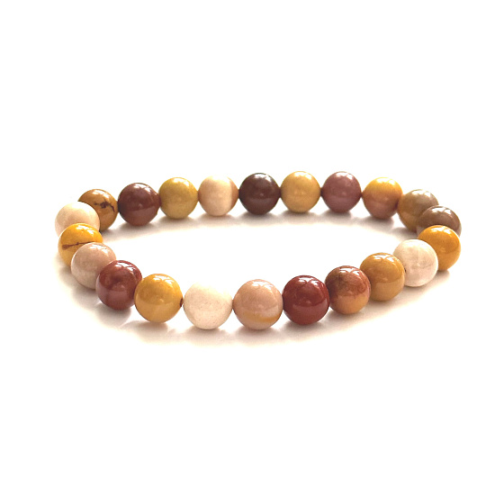 Mokait Armband elastisch Naturstein, Kugel 8 mm / 16 - 17 cm, Motivationsstein